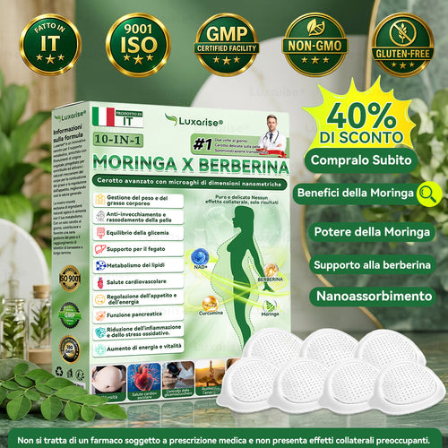 𝑁𝑒𝑔𝑜𝑧𝑖𝑜 𝑢𝑓𝑓𝑖𝑐𝑖𝑎𝑙𝑒  |🍁𝑳𝒖𝒙𝒂𝒓𝒊𝒔𝒆®  Moringa · Berberine × NAD+ 10-in-1 Advanced Nano Microneedle Patch II (Solo una volta al giorno, cambiamenti visibili in 7 giorni) ✅ Per obesità, pelle rilassata, diabete, apnea notturna, problemi articolari e molto altro
